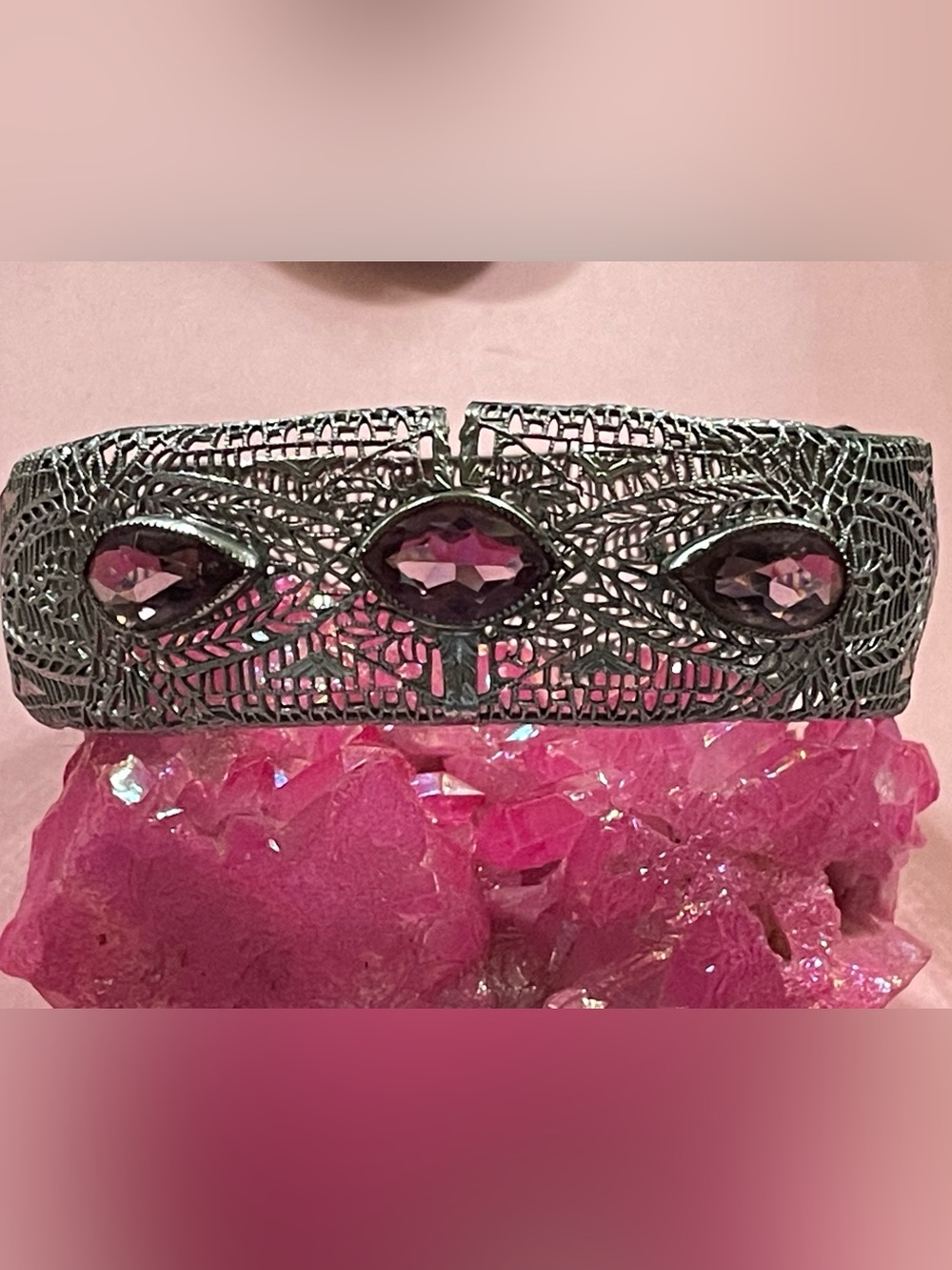 Vintage Filigree Bangle Bracelet #8218 - Picture 2 of 11
